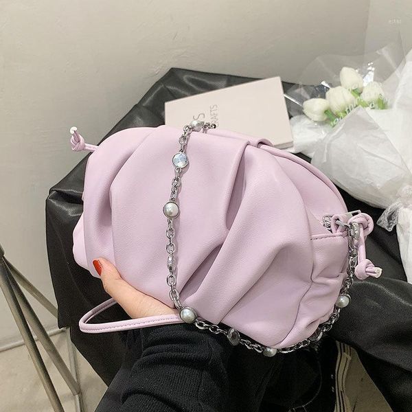 

evening bags clamp small pu leather chain handbags for women 2021 spring luxury crossbody shoulder lady folds designer purses1