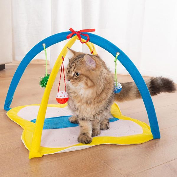 

cat beds & furniture foldable tent house dogs kitten blanket bed cats toy pad pet breathable indoor tents small medium kennel sleeping