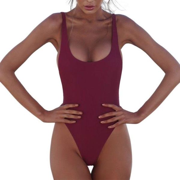 

one-piece suits 2021 women's swimsuit solid color bikini