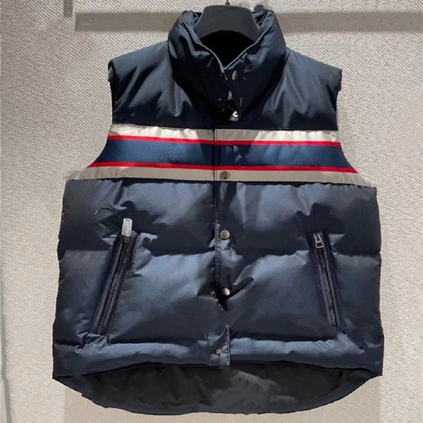 

mens women skiing vest jackets fashion hip hop five-pointed star stripes printing down coats designer couples winter waistcoat outerwear, Black;white