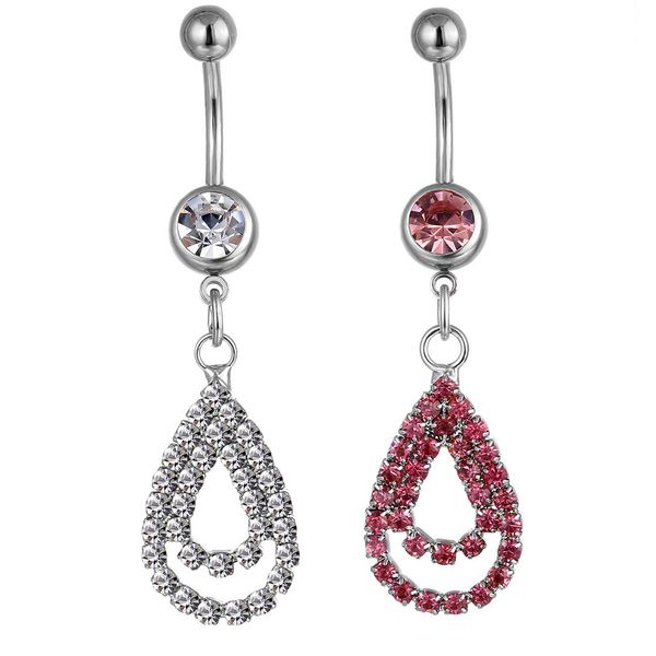 

d0040 gem belly navel button ring mix colors, Silver