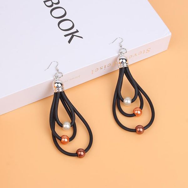 

dangle & chandelier yd&ydbz diy multilayer rubber earrings for ladies vintage orange pearl bead pendant earring punk style ear jewelry acces, Silver