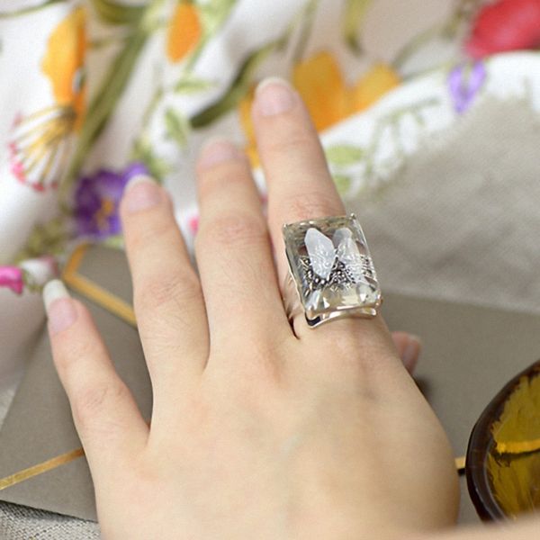 

authentic sterling silver 925 ring natural crystal party midi rings for women gemstone elegant fine jewelry, Slivery;golden
