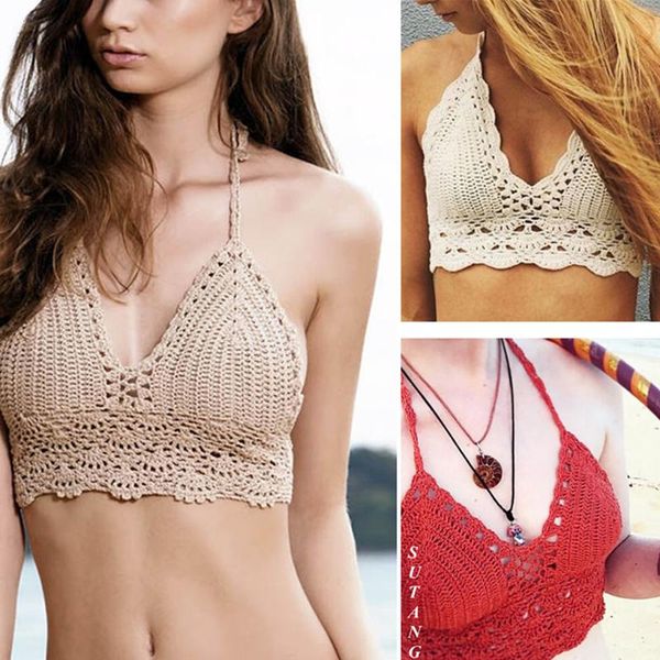 

two-piece suits crocheted knitting bikini wrapped breasts women spa split swimsuit bathing bra lingerie