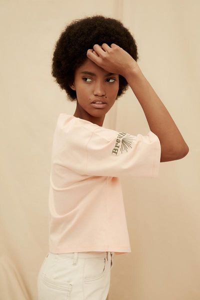 

women's t-shirt trendyol 100 organic cotton loose embroidered knitted twoss21ts1422, White