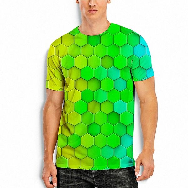 

men's t shirt 3d print 3d geometry round neck daily holiday 3d print short sleeve casual green / summer a3ea#, White;black