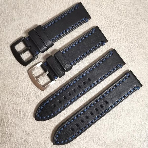 

watch bands 20mm 22mm 24mm strap retro genuine leather watchband vintage replacement bracelet for men women thick line belt, Black;brown