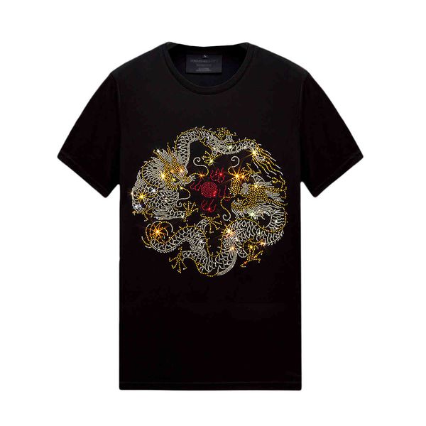 

rhinestone mens womens t-shirts short sleeve comfortable mercerized casual cotton tee for summer, unisex, White;black