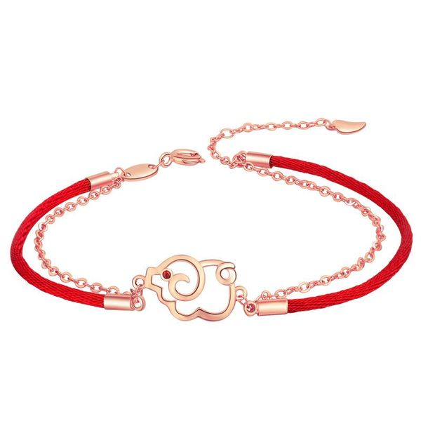

charm bracelets fashion jewelry copper red rope link chain double adjustable zodiac pig bracelet for women girlfriend bangles valentine gift, Golden;silver