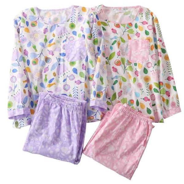 

women's sleepwear 2021 new ladies pajamas set round collar pants 2pcs homewear women woven cartoon printed for spring autumn l, Black;red