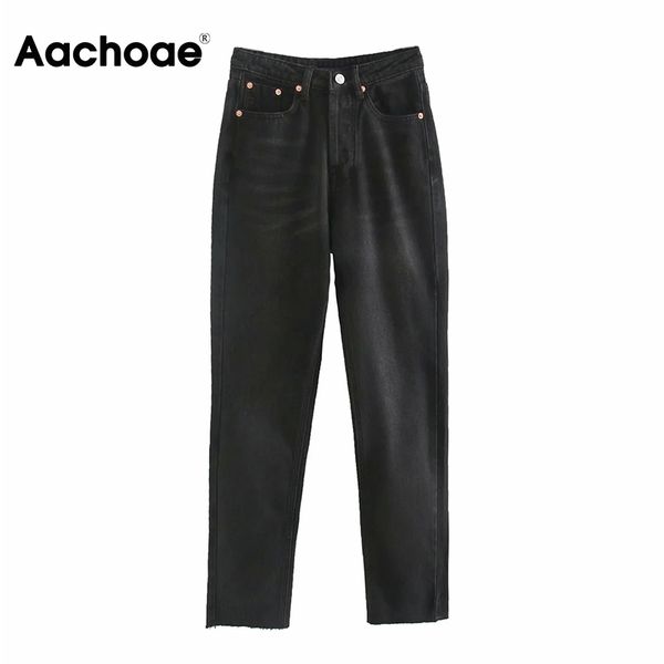

aachoae women casual full length cotton pants tassel fashion lady trousers button fly retro long pants female pantalon femme 210413, Blue
