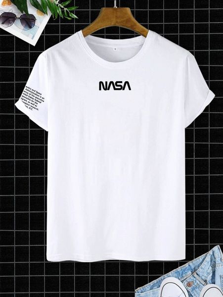 

men letter graphic short sleeve tee g79v#, White;black