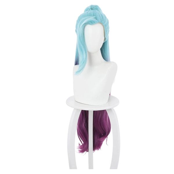 

game lol seraphine cosplay wigs lol kda cosplay seraphine blue purple long gradient heat resistant synthetic hair wig, Black