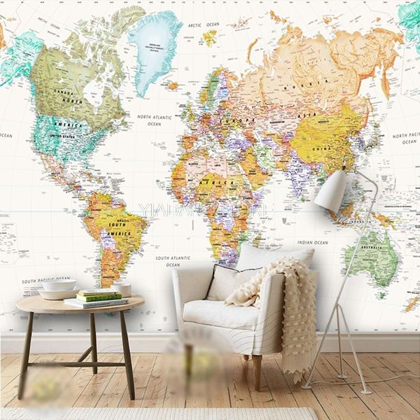 

wallpapers yiadan custom mural silk cloth 3d room wallpaper elegant light colour version of the map world po for walls