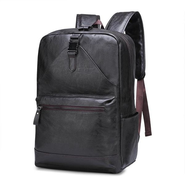 

backpack 2021 fashion men's pu leather backpacks for teenage boys female school shoulder bag bagpack mochila