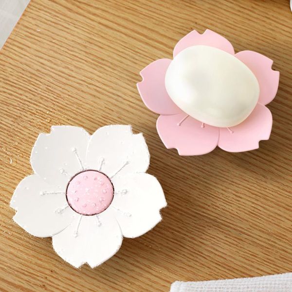 

soap dishes bathroom draining box drain cherry blossom tray flower scented