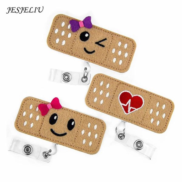 

heap Holder & Accessories Kawaii Expression Retractable Badge Holder Cute Felt Badge Reels with Alligator Clip For Nurses Volunteer Stud..., Hot pink