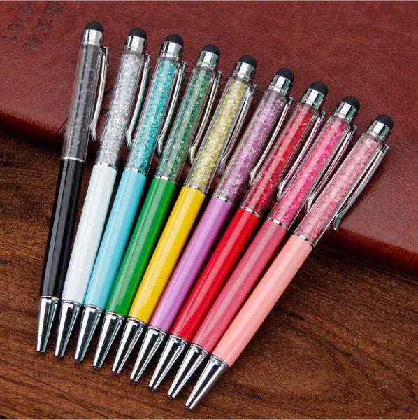 2021 Hot Ballpoint Caneta Fine Cristal Moda Creative Stylus Touch Caneta para escrever papel de carta Escritório Escola Caneta Ballpen Black Blue