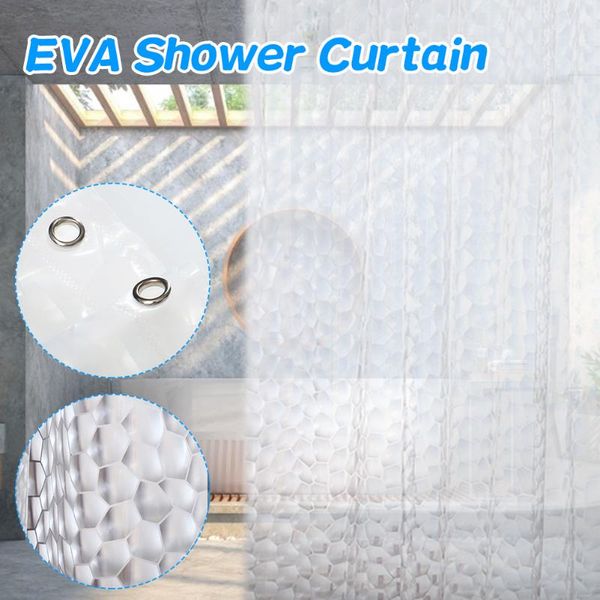 

shower curtains 3d eva clear curtain liner water repellent for bathroom stall 72 x inches + 12pc hooks