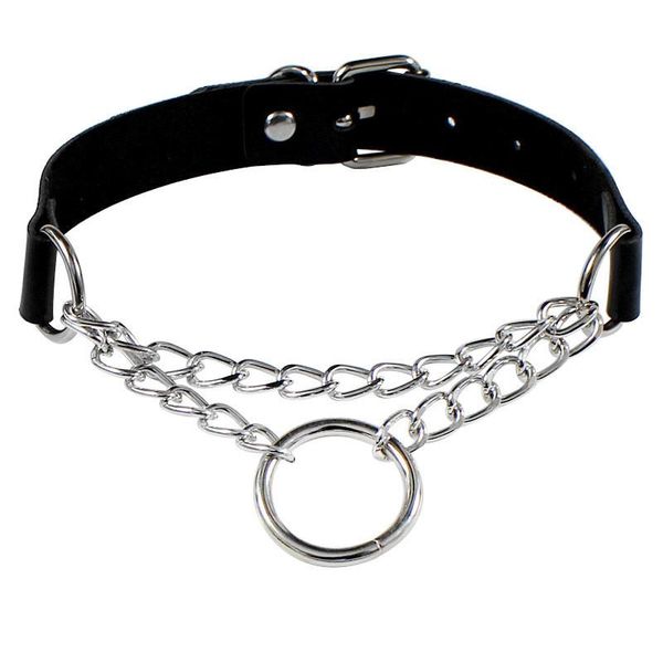 

chokers trendy punk gothic leather round heart studded choker necklace chains charm collar necklaces women jewelry gift, Golden;silver