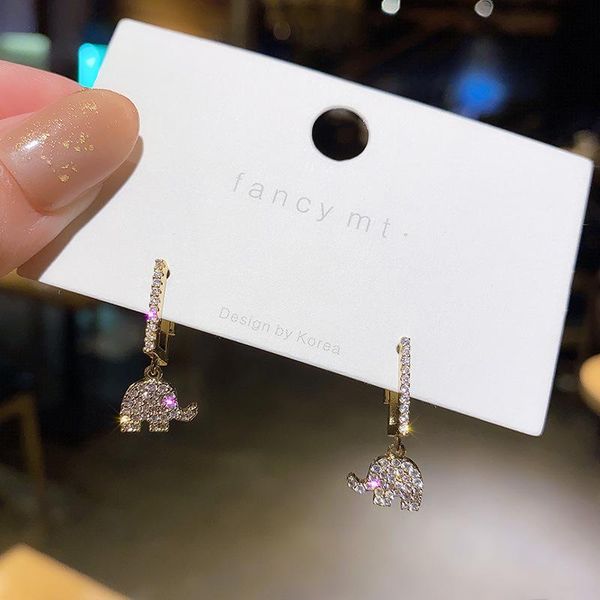 

stud korean fashion cute baby elephant earrings for women simple temperament wild high-end sense of small exquisite, Golden;silver