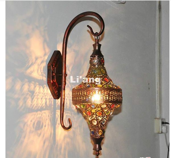 

wall lamp decor nordic vintage iron crystal led bohemian bedroom tiffany h53cm ac 90~260v