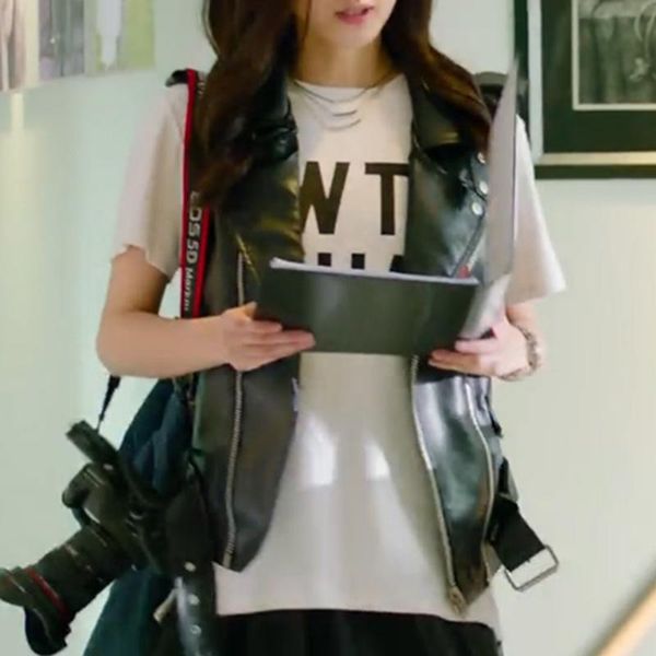 

women's leather & faux plus size punk pu jacket vest sleeveless women coat zipper motorcycle goth streetwear womens jackets coats, Black