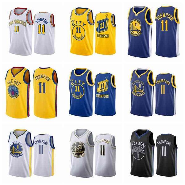 

golden statewarriorsmen klay thompson white 2020-21 basketball jersey, Black