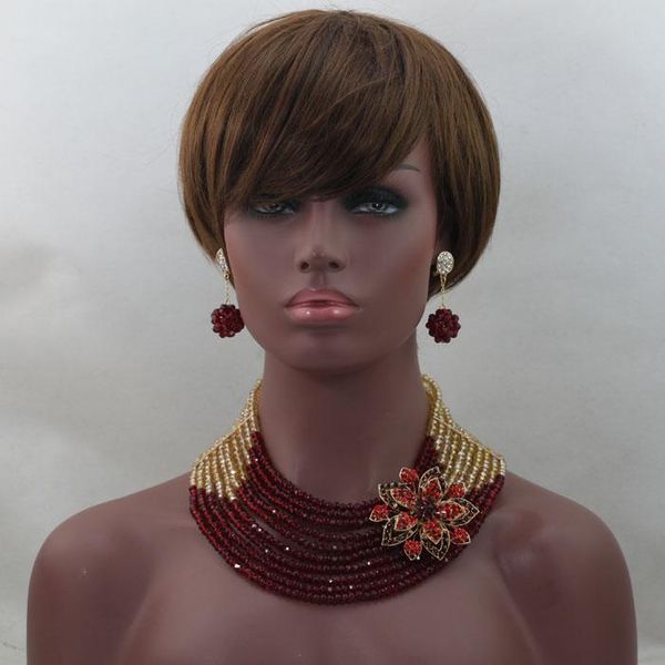 

earrings & necklace fashion beads set red 10 loops statement bracelets bridal jewelry sets hx234, Silver