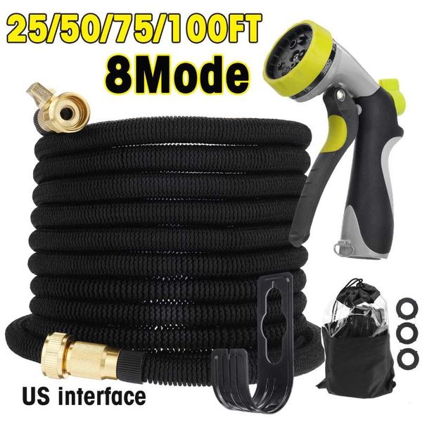 

car washer 25/50/75/100ft garden hose expandable high pressure wash plastic pipe magic flexible water with spray gun for watering