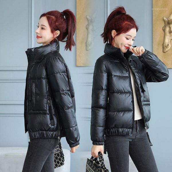 

women filling cotton short jacket autumn and winter casual style woman parkas female women's down &, Black