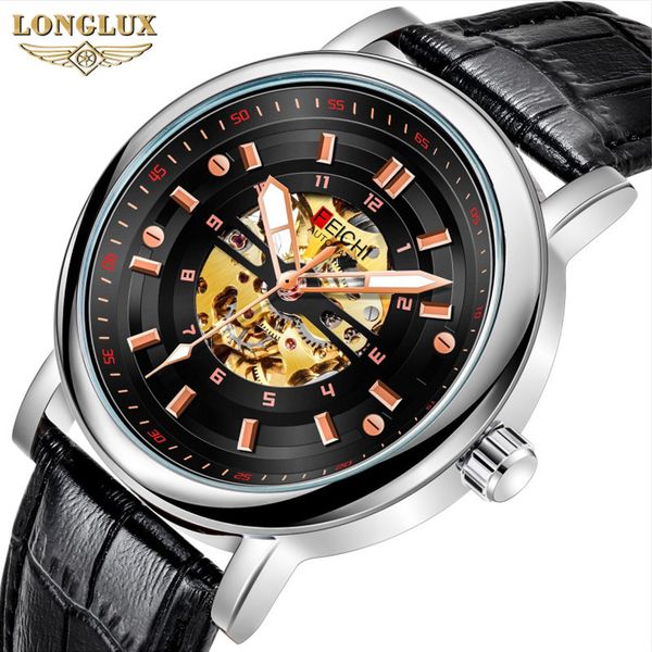 

fechi feichi watch men's mechanical fashion waterproof automatic large dial watch, Slivery;brown