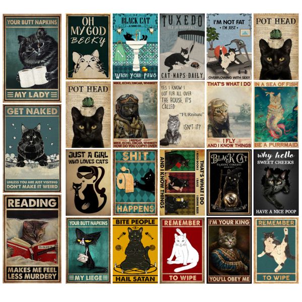 

pet cats remember to wipe i do what want vintage irregular wall art decor retro iron painting sign dl-101 20x30 cm