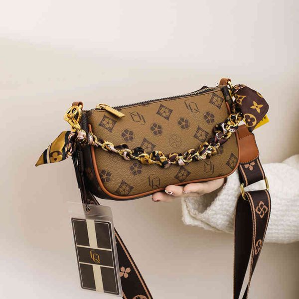 

2022 factory wholesale bag women new single shoulder messenger women's chain high sense small square bag old flower color matching net