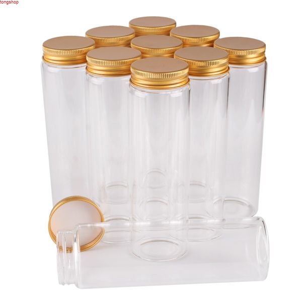 12 peças 200ml 47 * 150mm Garrafas de vidro com tampas de alumínio douradas especiarias recipiente de doces frascos frascos para o casamento Giftgoods