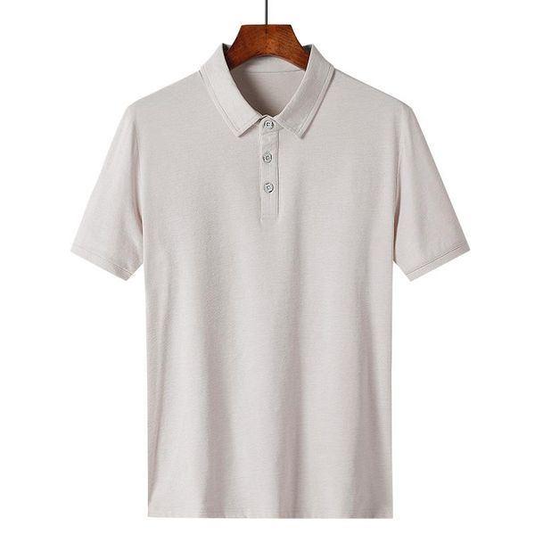 

men's polos summer breathable casual shirt men short sleeve turn down collar slim fit sold color soft for plus size 5xl, White;black