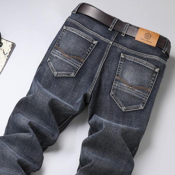 

men's jeans spring autumn men denim mens slim fit tall male cotton pants fashion blue jean man plus size 38 40