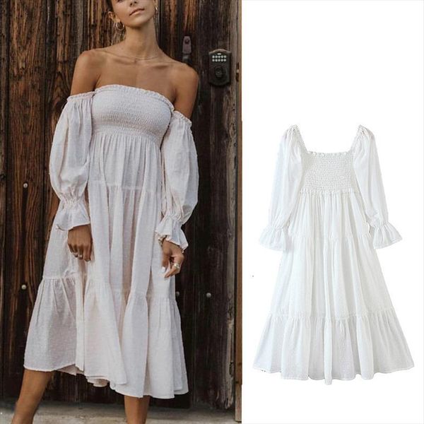 

elegant flowy white za womens dress square neck back bow tie a line midi party dresses summer robe femme, Black;gray