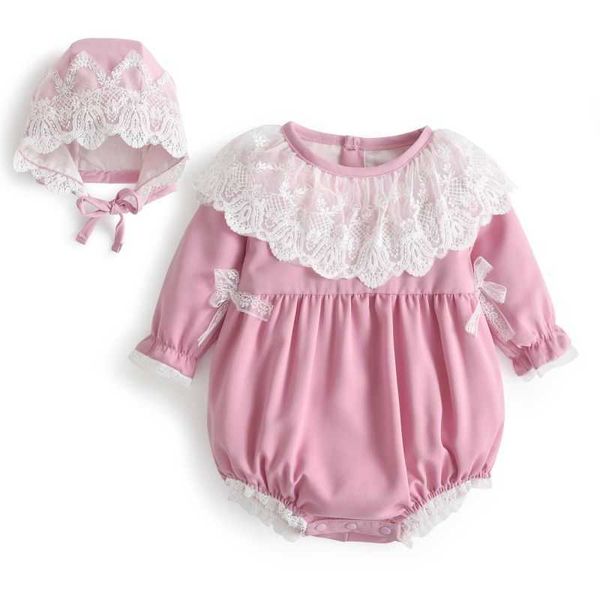 

spanish baby clothes infant girl green romper with lace cape born soft jumpsuit cotton liner girls spain boutique 210615, Blue