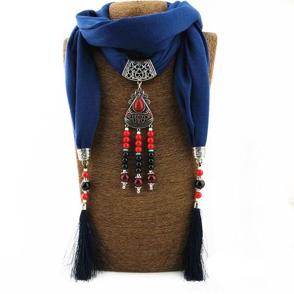 

scarves 2021 fashion bead jewelry necklace for women scarf ladies solid color foulard female hijabs accessories, Blue;gray