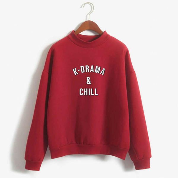 

women's hoodies & sweatshirts k-drama chill sweatshirt jumper funny gift for all k-dramas and kpop fans aesthetic fleece, Black