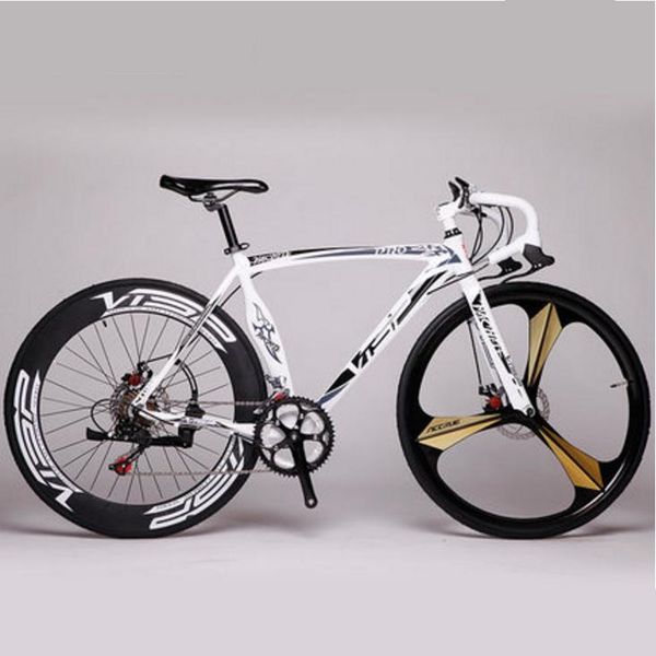 

road bike aluminum alloy frame dual disc brake 14 speed bicycle outdoor sports cycling racing bicicleta white