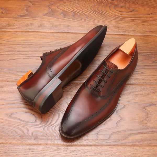 

fashion black / deep brown oxfords business dress shoes genuine leather mens work