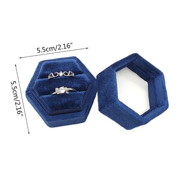 

jewelry pouches, bags hexagon velvet ring bearer box - premium gorgeous vintage double display holder with detachable lid for proposal,, Pink;blue