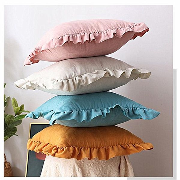 

cushion/decorative pillow ruffle cover soft suede pink grey khaki cushion bedroom sofa decoration cases 30x50cm/45x45cm