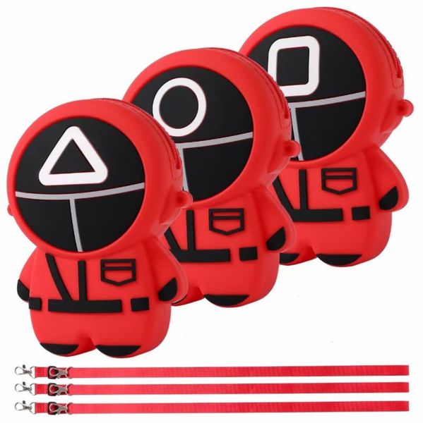 

new squid game mask human deratization pioneer children's messenger bag puzzle decompression toy silicone shoulder bag