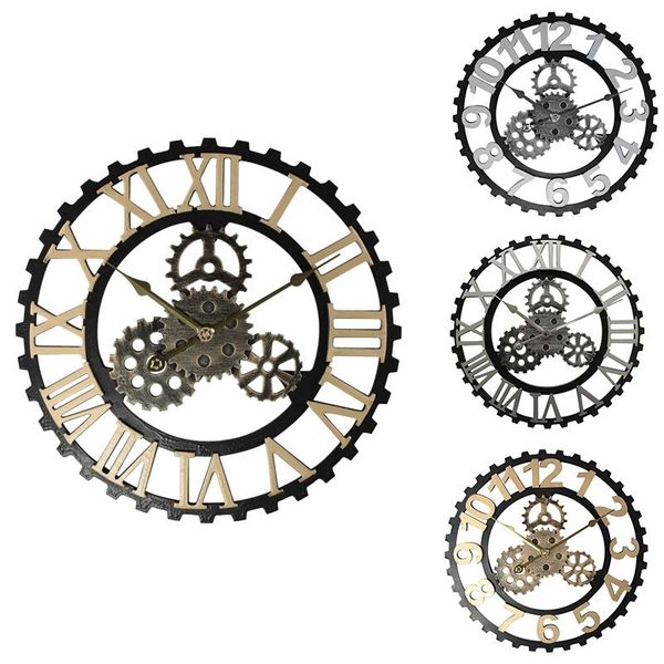 

wall clocks fashion-antique style gear clock vintage round european retro iron watch for farmhouse home decor