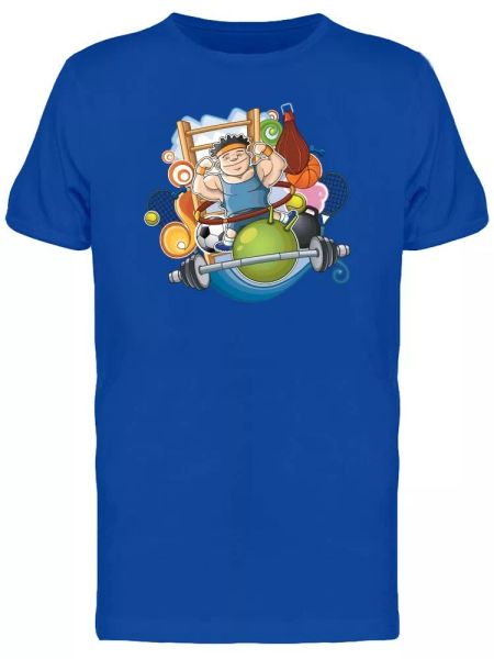 

cool fitness sport man cartoon men's tee -image by shutterstock, White;black