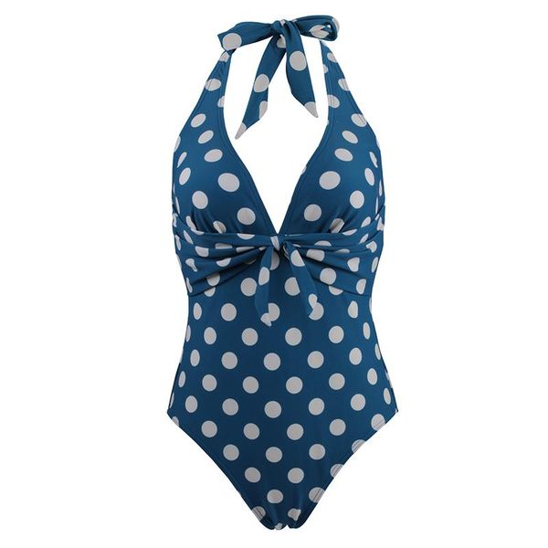 

one-piece suits summer women's swimsuit polka dot water halter swimwear deep v triangle slim swimsuits beach swimming
