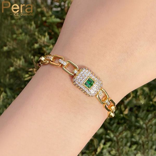 

link, chain pera classic african nigerian gold green cubic zirconia adjustable with square charm bracelets for women femme jewelry gift b209, Black